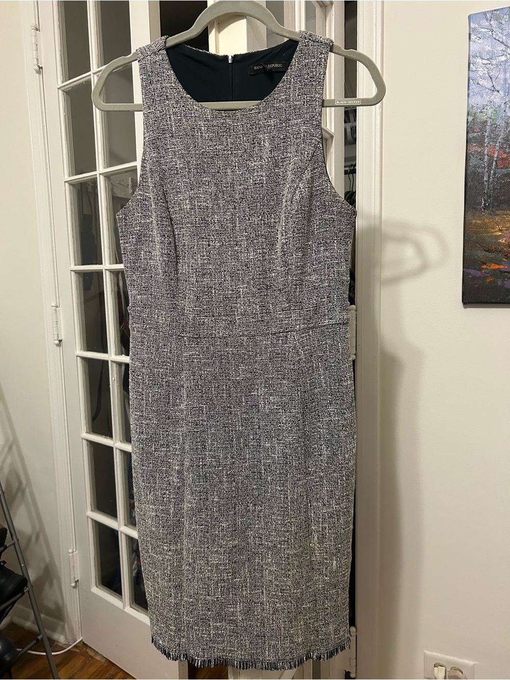Banana Republic Black and Gray Tweed Sheath Dress